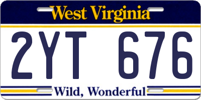 WV license plate 2YT676