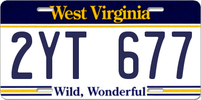 WV license plate 2YT677
