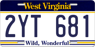 WV license plate 2YT681