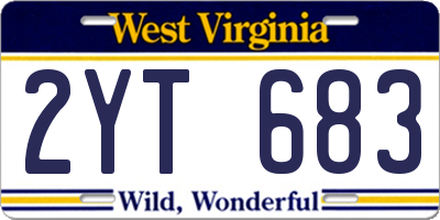 WV license plate 2YT683