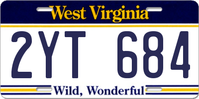 WV license plate 2YT684