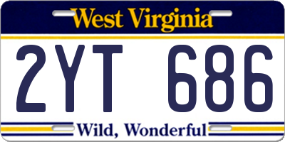 WV license plate 2YT686