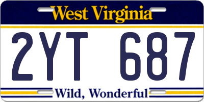 WV license plate 2YT687