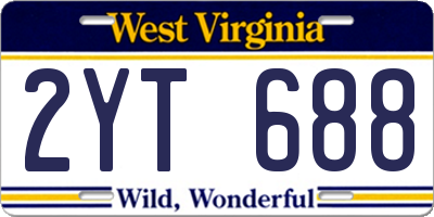 WV license plate 2YT688