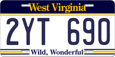 WV license plate 2YT690