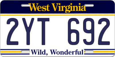 WV license plate 2YT692