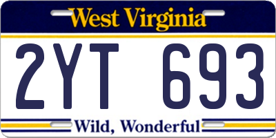 WV license plate 2YT693
