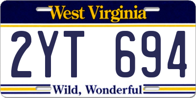 WV license plate 2YT694