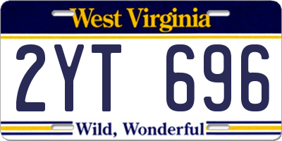 WV license plate 2YT696