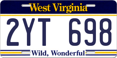 WV license plate 2YT698