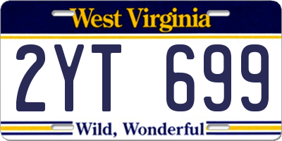 WV license plate 2YT699