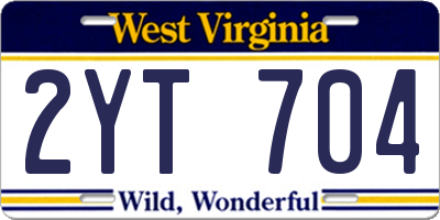 WV license plate 2YT704