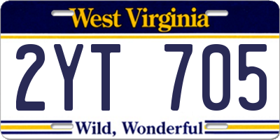 WV license plate 2YT705