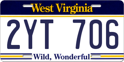 WV license plate 2YT706