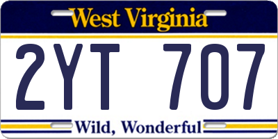WV license plate 2YT707