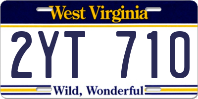 WV license plate 2YT710