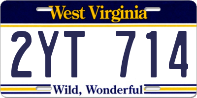 WV license plate 2YT714