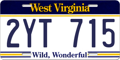 WV license plate 2YT715