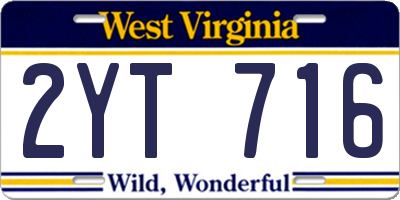 WV license plate 2YT716