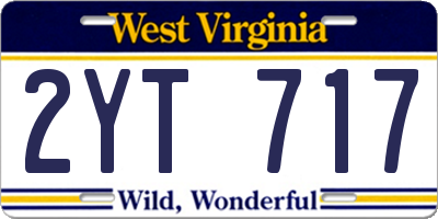 WV license plate 2YT717