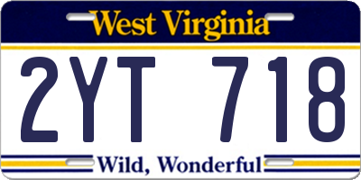 WV license plate 2YT718