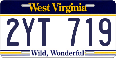 WV license plate 2YT719