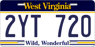 WV license plate 2YT720