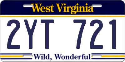 WV license plate 2YT721