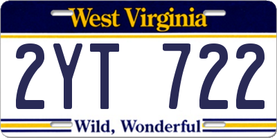 WV license plate 2YT722