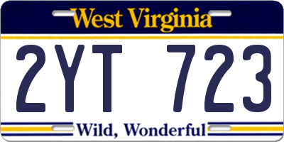 WV license plate 2YT723