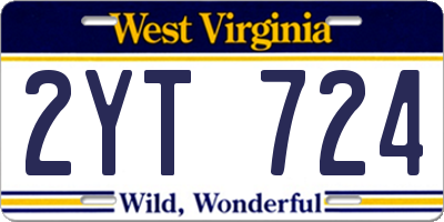 WV license plate 2YT724