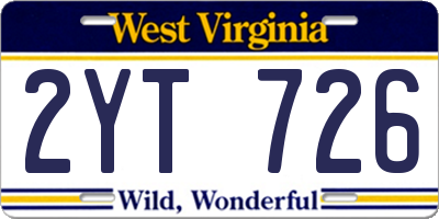 WV license plate 2YT726