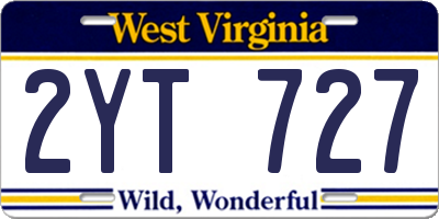 WV license plate 2YT727
