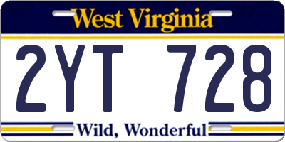 WV license plate 2YT728