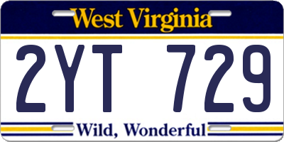 WV license plate 2YT729