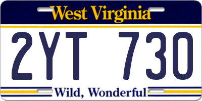 WV license plate 2YT730