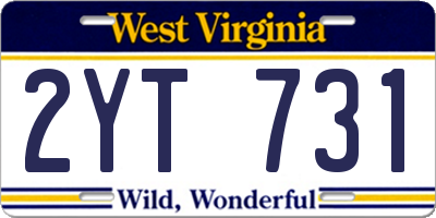 WV license plate 2YT731