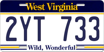 WV license plate 2YT733