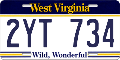 WV license plate 2YT734