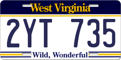 WV license plate 2YT735