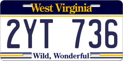 WV license plate 2YT736