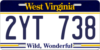 WV license plate 2YT738