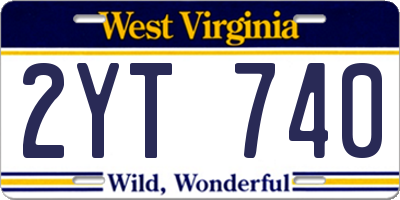 WV license plate 2YT740