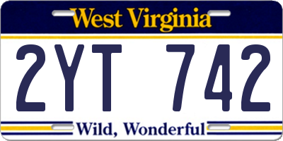WV license plate 2YT742