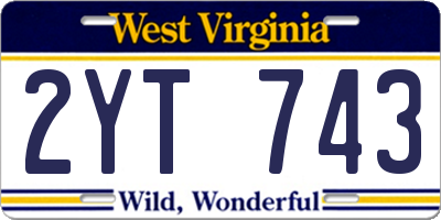 WV license plate 2YT743