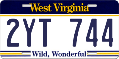 WV license plate 2YT744