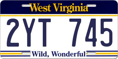 WV license plate 2YT745