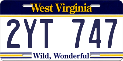 WV license plate 2YT747