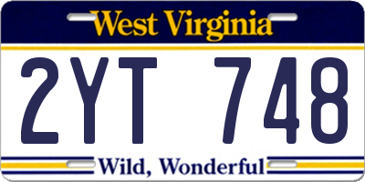 WV license plate 2YT748