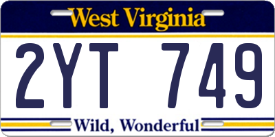 WV license plate 2YT749